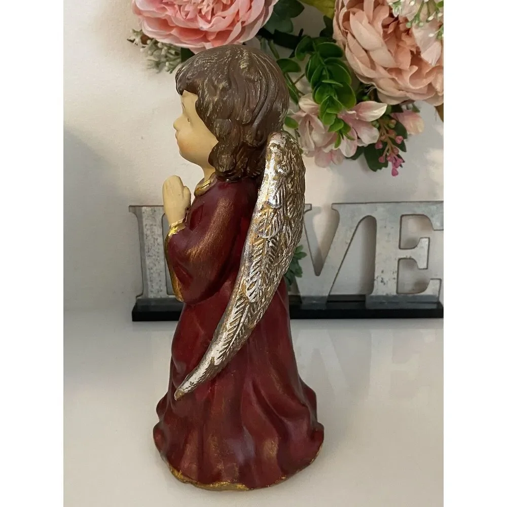 Vintage Hand Painted Ceramic Musical Angel Plays Hark The Harold Angel Sing 9